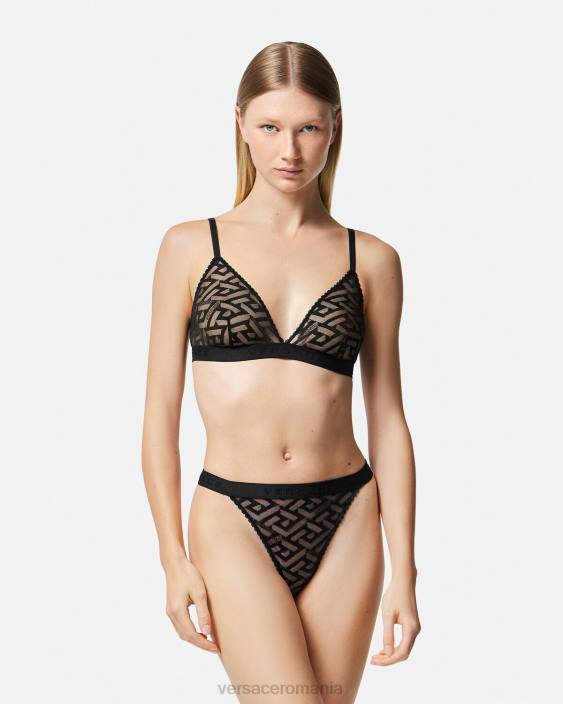 negru la greca tulle bralette Versace femei lenjerie intimă și îmbrăcăminte de plajă 40L61073