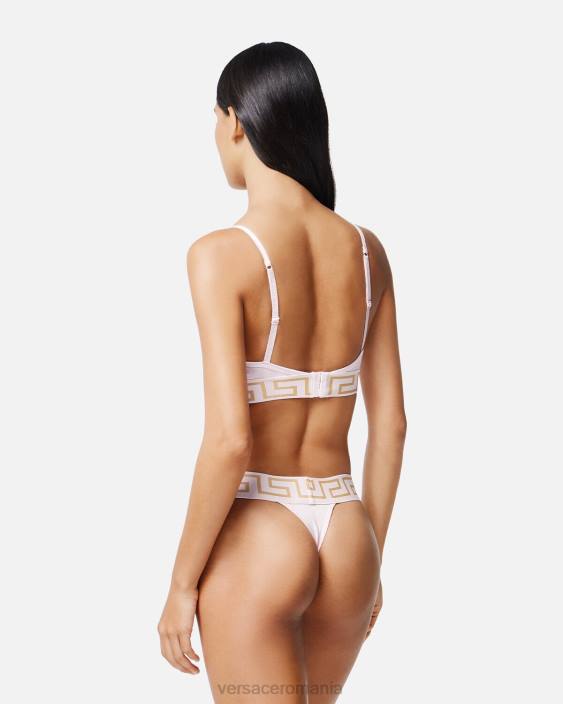 roz deschis greca border bralette Versace femei lenjerie intimă și îmbrăcăminte de plajă 40L61044
