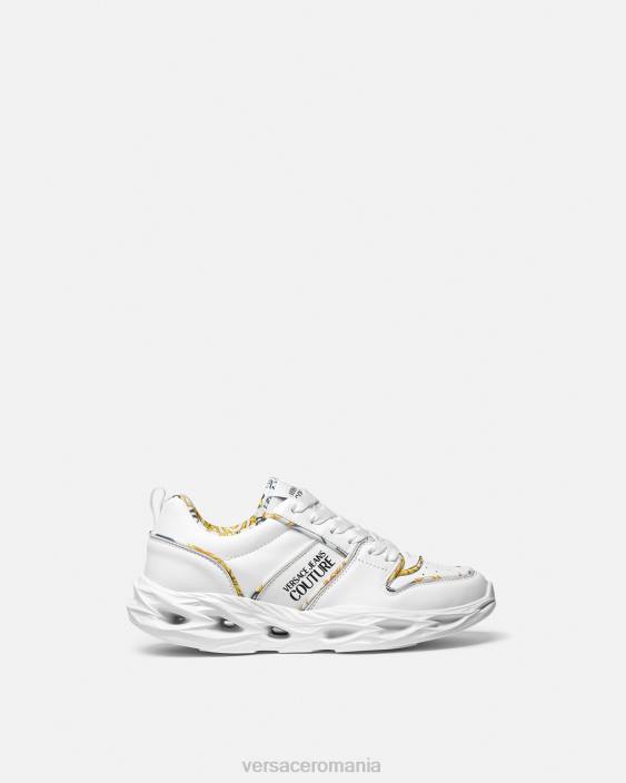 alb pantofi sport cu logo couture okinawa Versace femei pantof 40L62302
