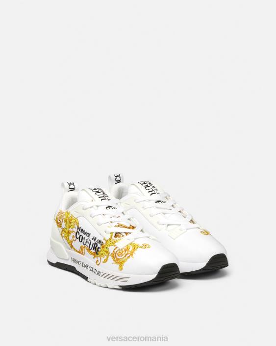 auriu și alb adidasi dinamici cu logo couture Versace femei pantof 40L62279