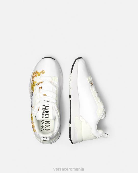 auriu și alb adidasi dinamici cu logo couture Versace femei pantof 40L62279