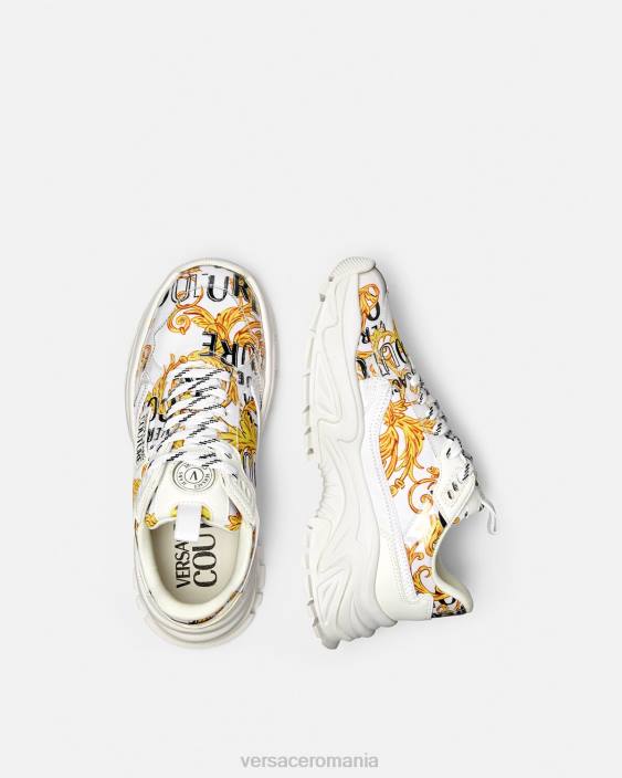 auriu și alb pantofi sport cu logo couture Versace femei pantof 40L62287