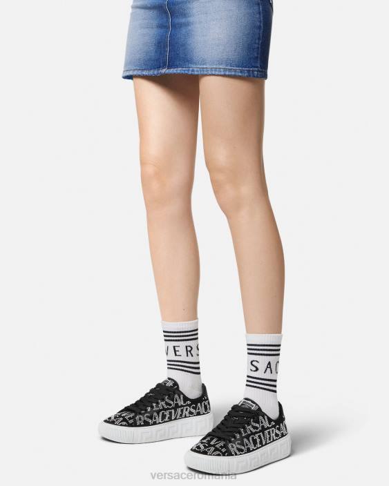 negru pantofi sport greca cu cristale Versace femei pantof 40L6498