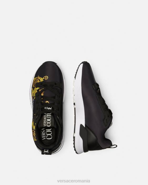 negru si auriu adidasi dinamici cu logo couture Versace femei pantof 40L62280