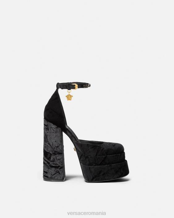 negru pantofi cu platformă medusa aevitas din catifea Versace femei pantof 40L6428
