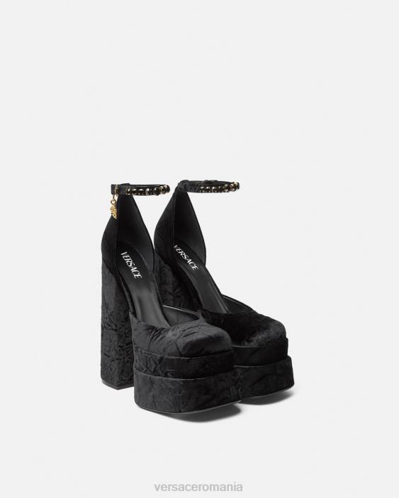 negru pantofi cu platformă medusa aevitas din catifea Versace femei pantof 40L6428
