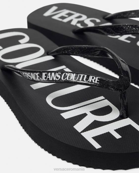 negru și imprimat șlapi cu logo Versace femei pantof 40L62286