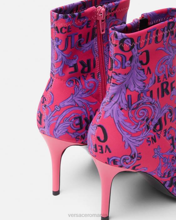 fucsia și imprimeu cizme couture cu logo scarlett Versace femei pantof 40L62305