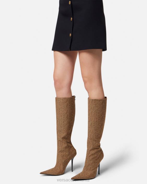 maro cizme înalte până la genunchi Versace femei pantof 40L6475