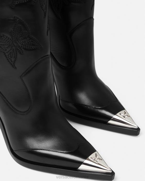 negru cizme cu fluturi până la genunchi Versace femei pantof 40L6473