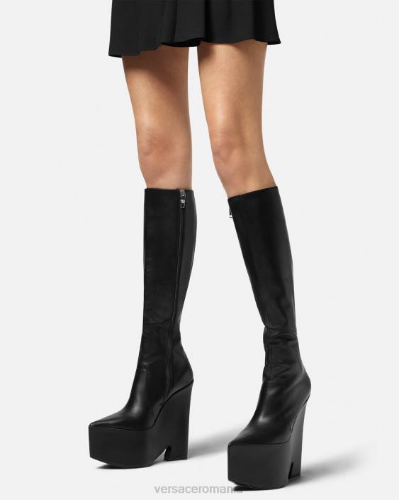 negru cizme cu platformă tempest până la genunchi Versace femei pantof 40L6478