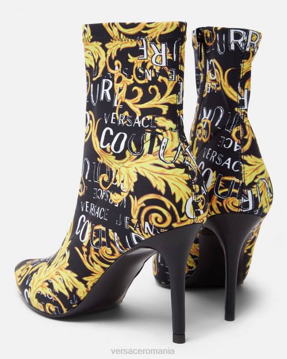 negru si auriu cizme couture cu logo scarlett Versace femei pantof 40L62306