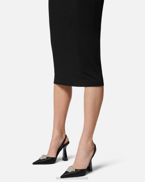 negru pantofi cu sling-back din satin crystal la medusa Versace femei pantof 40L6486