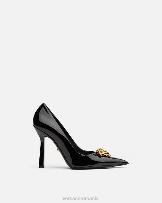 negru pantofi la medusa din piele lacuita Versace femei pantof 40L6488