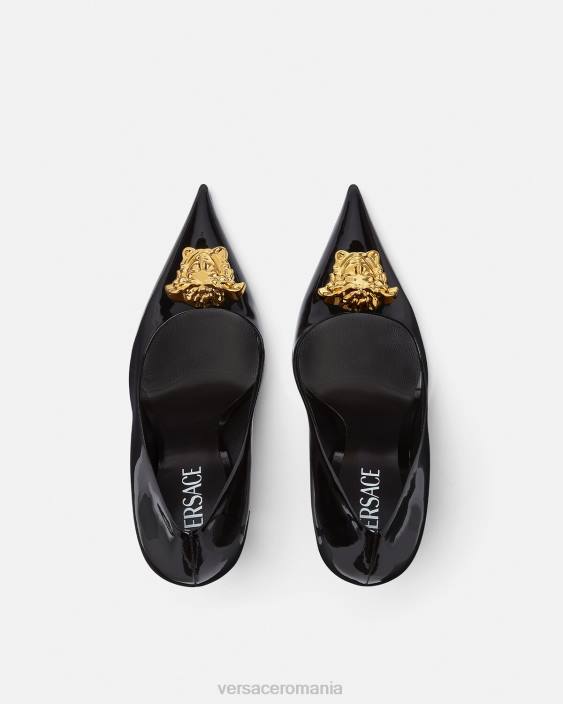 negru pantofi la medusa din piele lacuita Versace femei pantof 40L6488