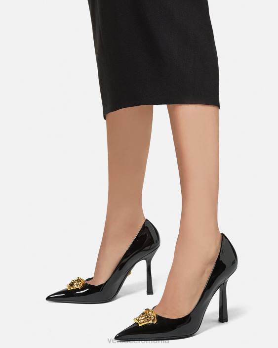 negru pantofi la medusa din piele lacuita Versace femei pantof 40L6488