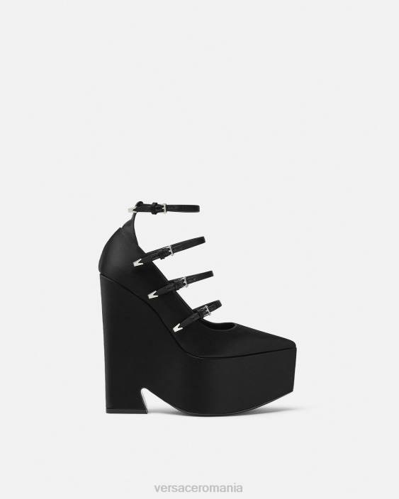 negru pompe cu platformă tempest satin Versace femei pantof 40L6494