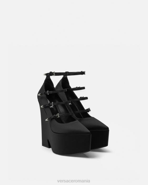 negru pompe cu platformă tempest satin Versace femei pantof 40L6494