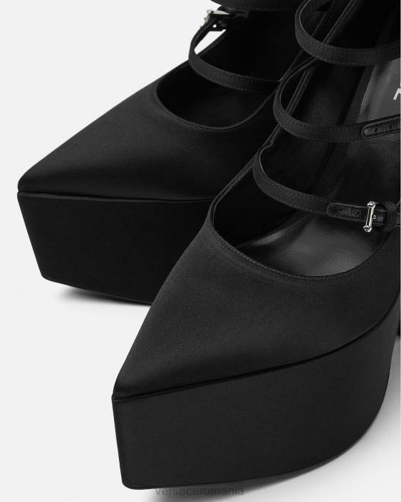 negru pompe cu platformă tempest satin Versace femei pantof 40L6494