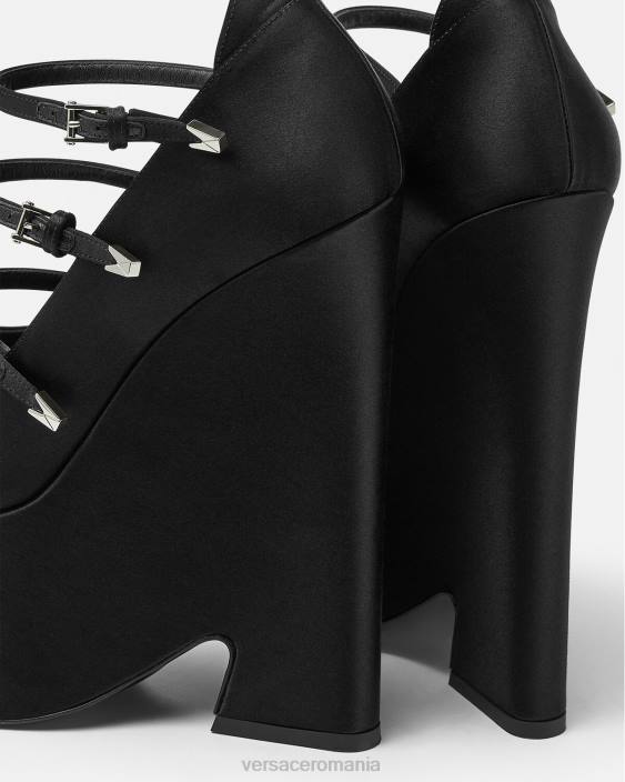 negru pompe cu platformă tempest satin Versace femei pantof 40L6494