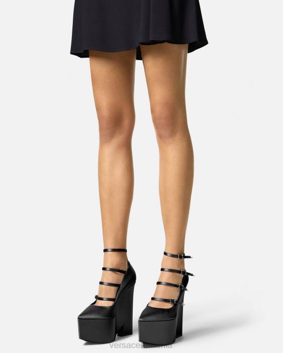 negru pompe cu platformă tempest satin Versace femei pantof 40L6494