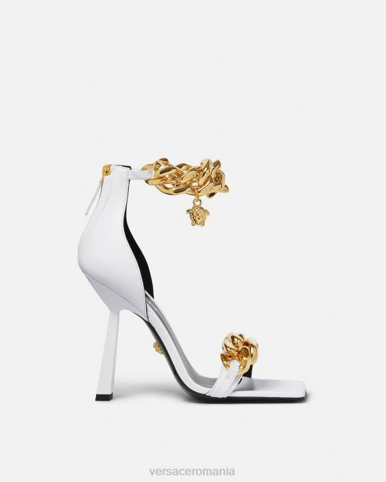 alb sandale cu toc înalt cu lanț medusa Versace femei pantof 40L6446