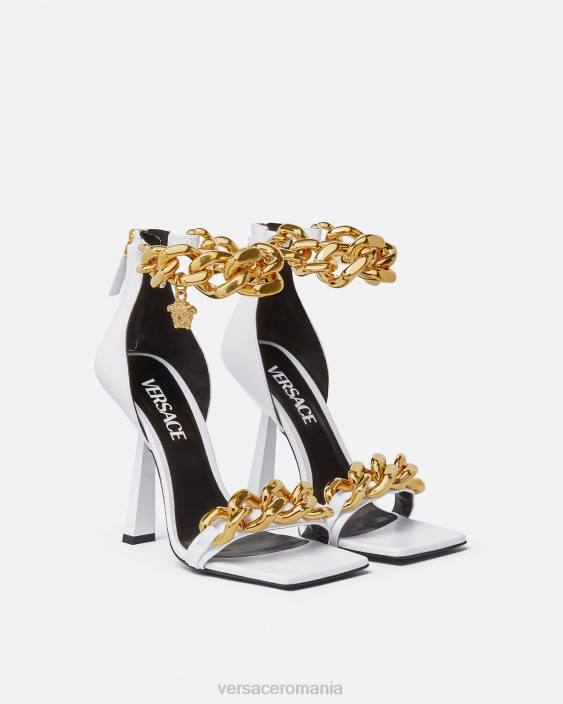 alb sandale cu toc înalt cu lanț medusa Versace femei pantof 40L6446