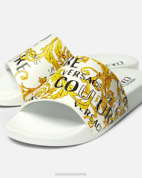 auriu și alb papuci couture cu logo shelly Versace femei pantof 40L62309