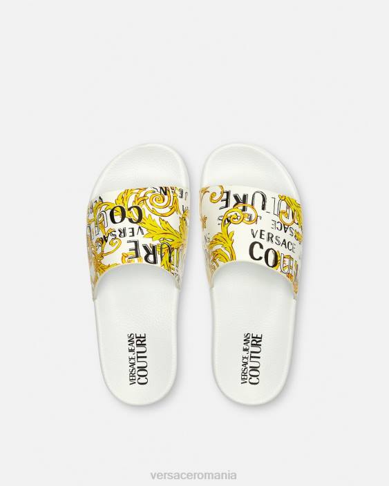 auriu și alb papuci couture cu logo shelly Versace femei pantof 40L62309