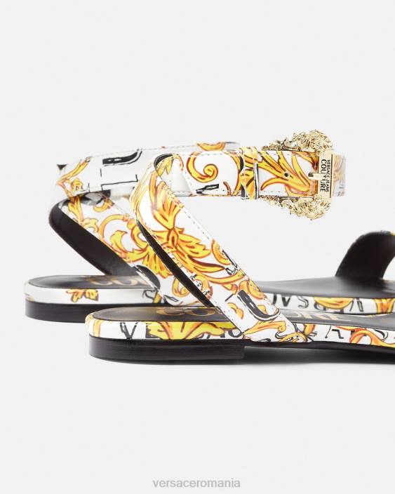 auriu și alb sandale plate pop couture millie Versace femei pantof 40L62298