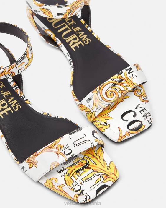 auriu și alb sandale plate pop couture millie Versace femei pantof 40L62298