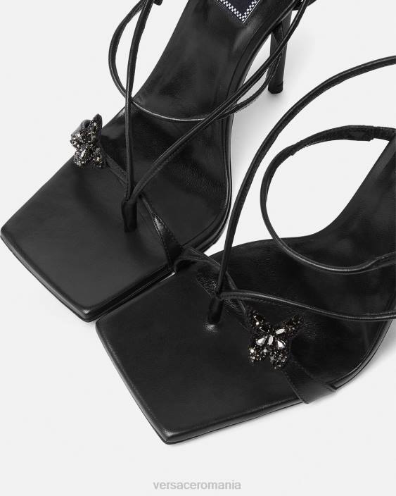 negru sandale cu fluturi de cristal Versace femei pantof 40L6435