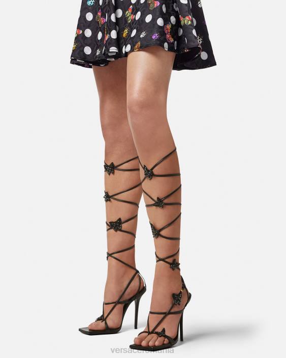 negru sandale cu fluturi de cristal Versace femei pantof 40L6435