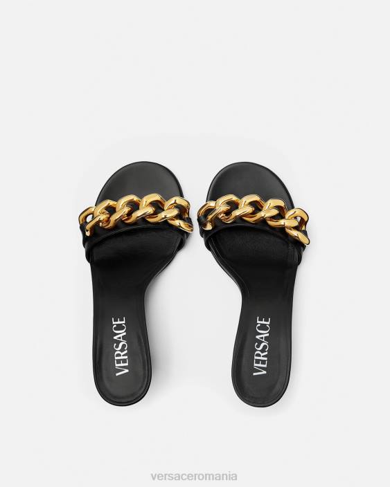 negru sandale cu toc mijlociu cu lanț Versace femei pantof 40L6461