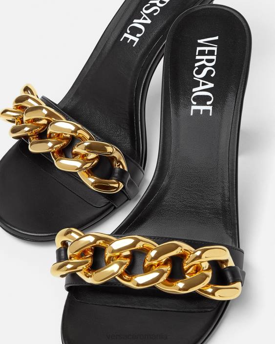 negru sandale cu toc mijlociu cu lanț Versace femei pantof 40L6461