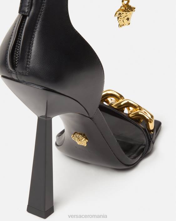 negru sandale cu toc înalt cu lanț medusa Versace femei pantof 40L6445