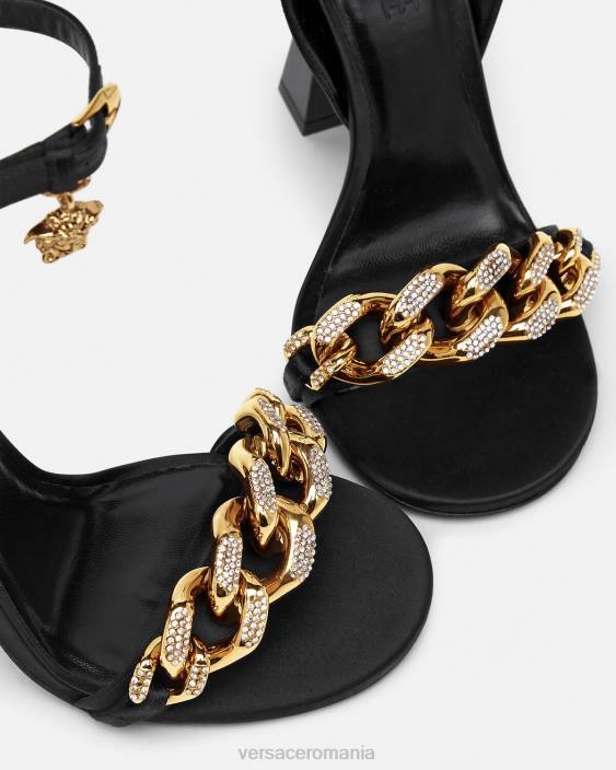 negru sandale cu toc înalt cu lanț medusa Versace femei pantof 40L6463
