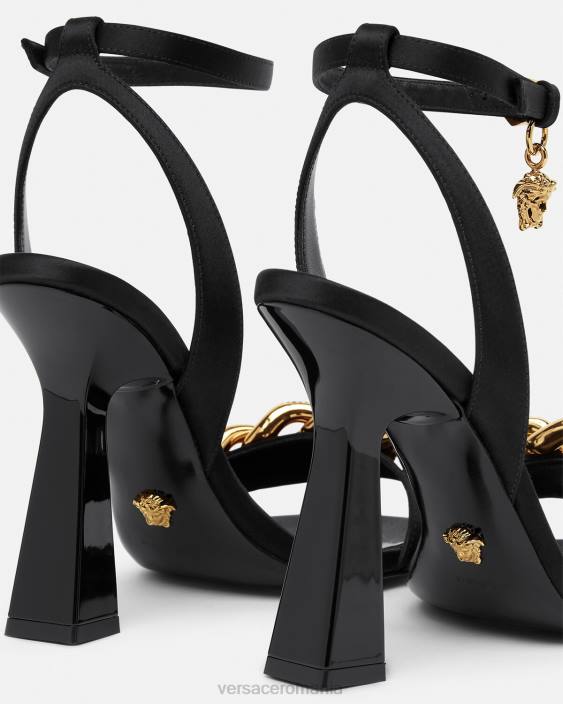 negru sandale cu toc înalt cu lanț medusa Versace femei pantof 40L6463