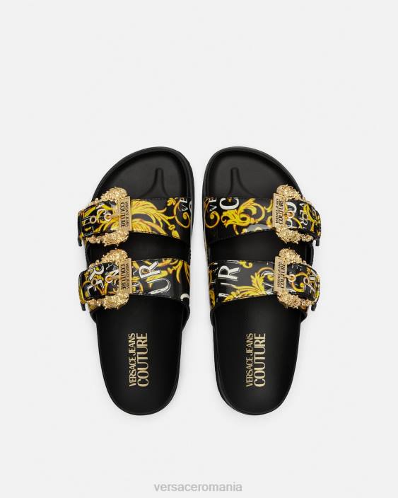 negru si auriu sandale couture cu logo arizona Versace femei pantof 40L62276