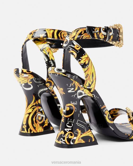 negru si auriu sandale couture cu logo kirsten Versace femei pantof 40L62292