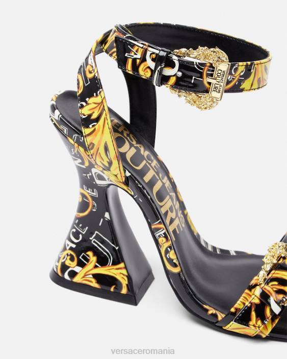 negru si auriu sandale couture cu logo kirsten Versace femei pantof 40L62292