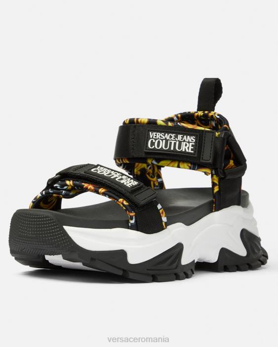 negru si auriu sandale groase hiker Versace femei pantof 40L62288