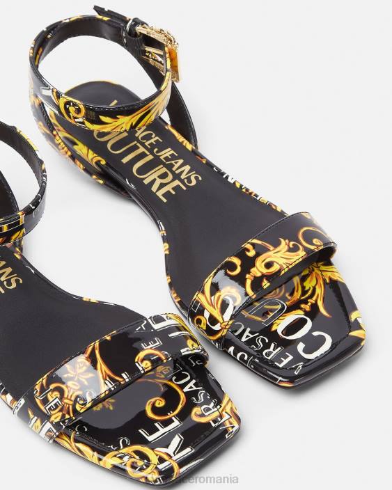 negru si auriu sandale plate pop couture millie Versace femei pantof 40L62299