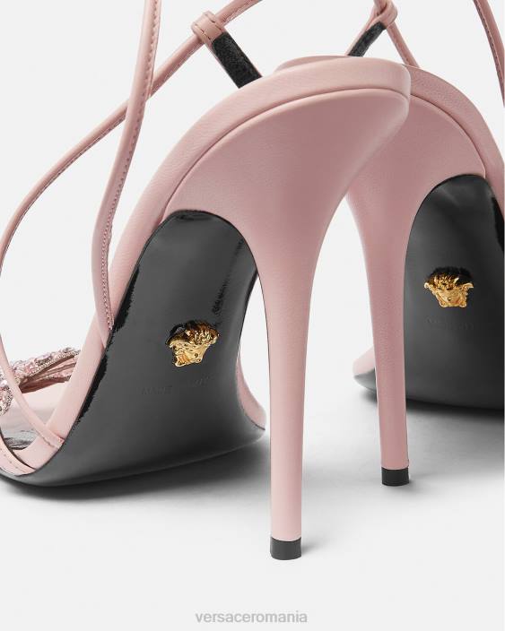 roz sandale din satin cu fluturi de cristal Versace femei pantof 40L6437