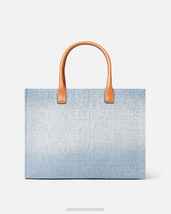 albastru deschis geantă tote mare din denim Versace femei saci 40L6324