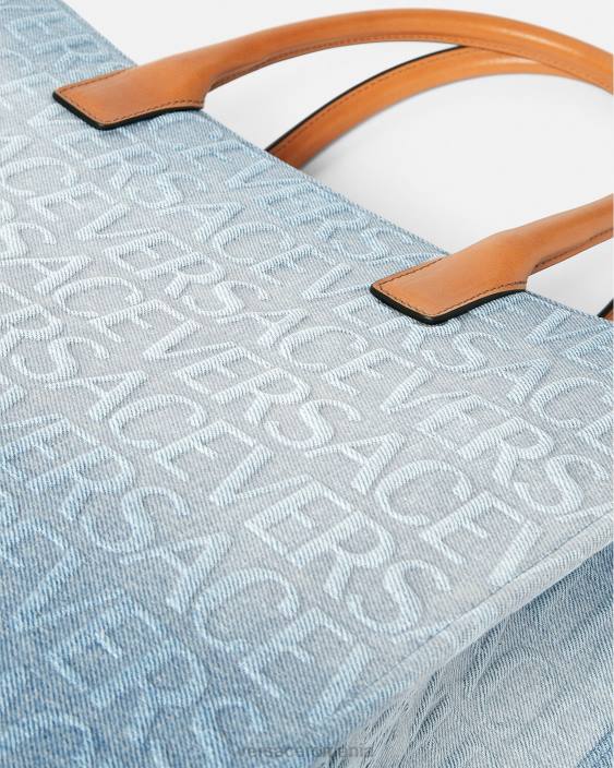 albastru deschis geantă tote mare din denim Versace femei saci 40L6324