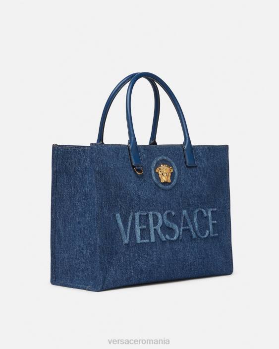 albastru geantă tote mare la medusa Versace femei saci 40L6339