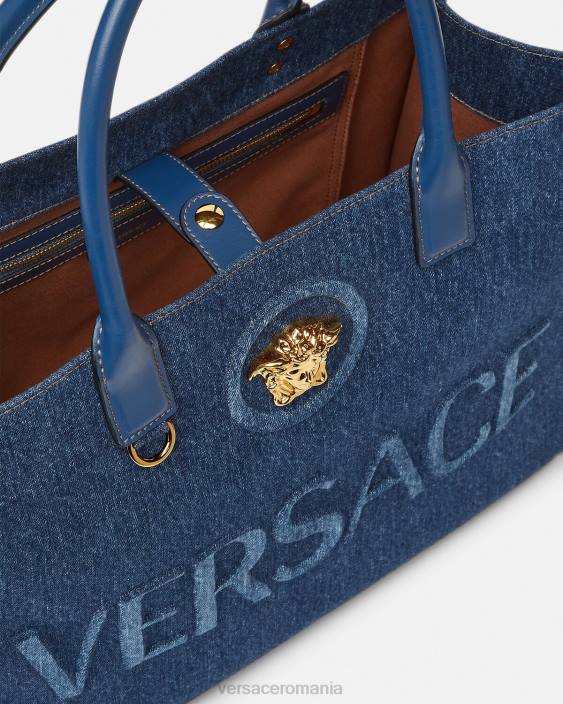 albastru geantă tote mare la medusa Versace femei saci 40L6339