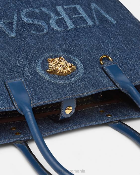 albastru geantă tote mare la medusa Versace femei saci 40L6339