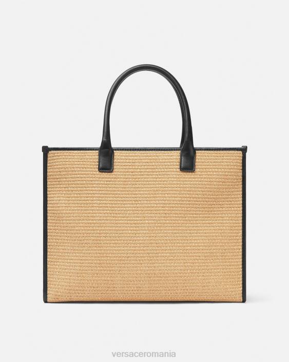 bej geantă tote mare cu împânzire la medusa Versace femei saci 40L6301